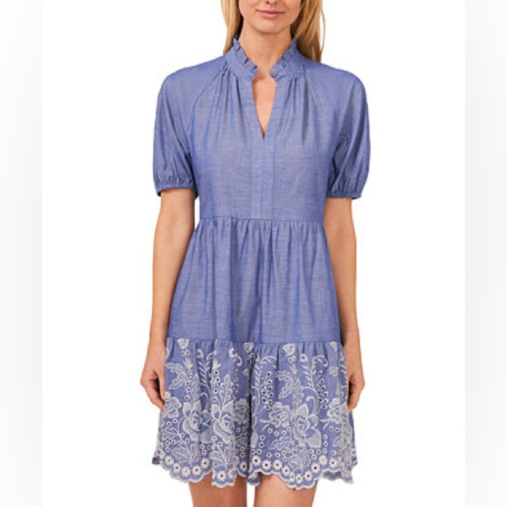 CeCe 
Women's Floral Embroidered Cotton Babydoll Dress 
NWOT
Size M